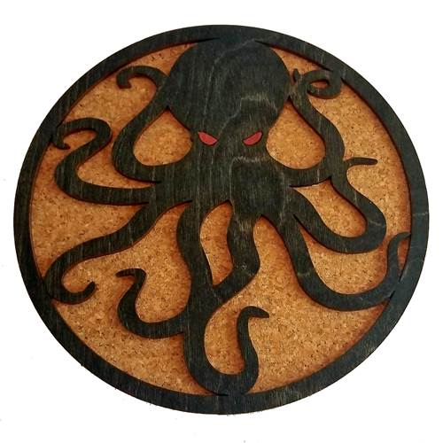 Wood & Cork Trivets - Octopus