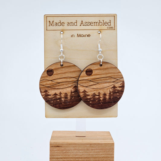 Engraved Wooden  Earrings - Circular