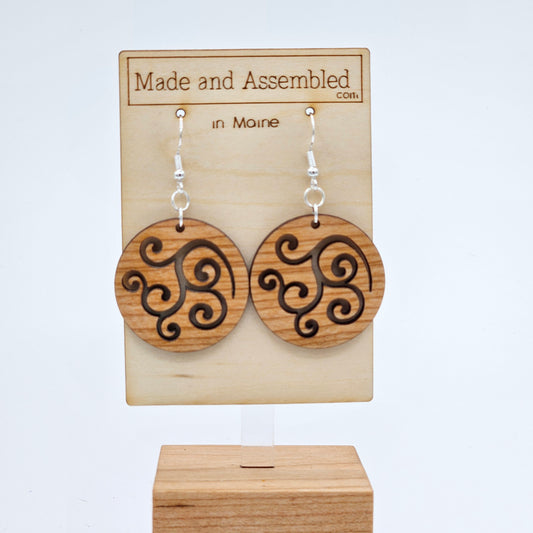 Wooden Earrings - Circular Swirls