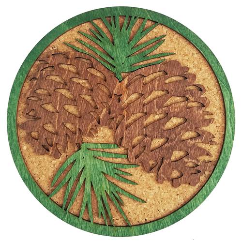Wood & Cork Trivets - Pine Cones