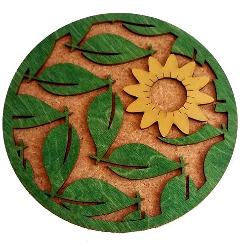 Wood & Cork Trivets - Sun Flower